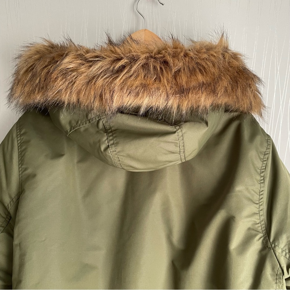 Gap Men’s Olive Green Winter Parka Cold Control Max Snorkel Coat Size Large - Picture 10 of 16